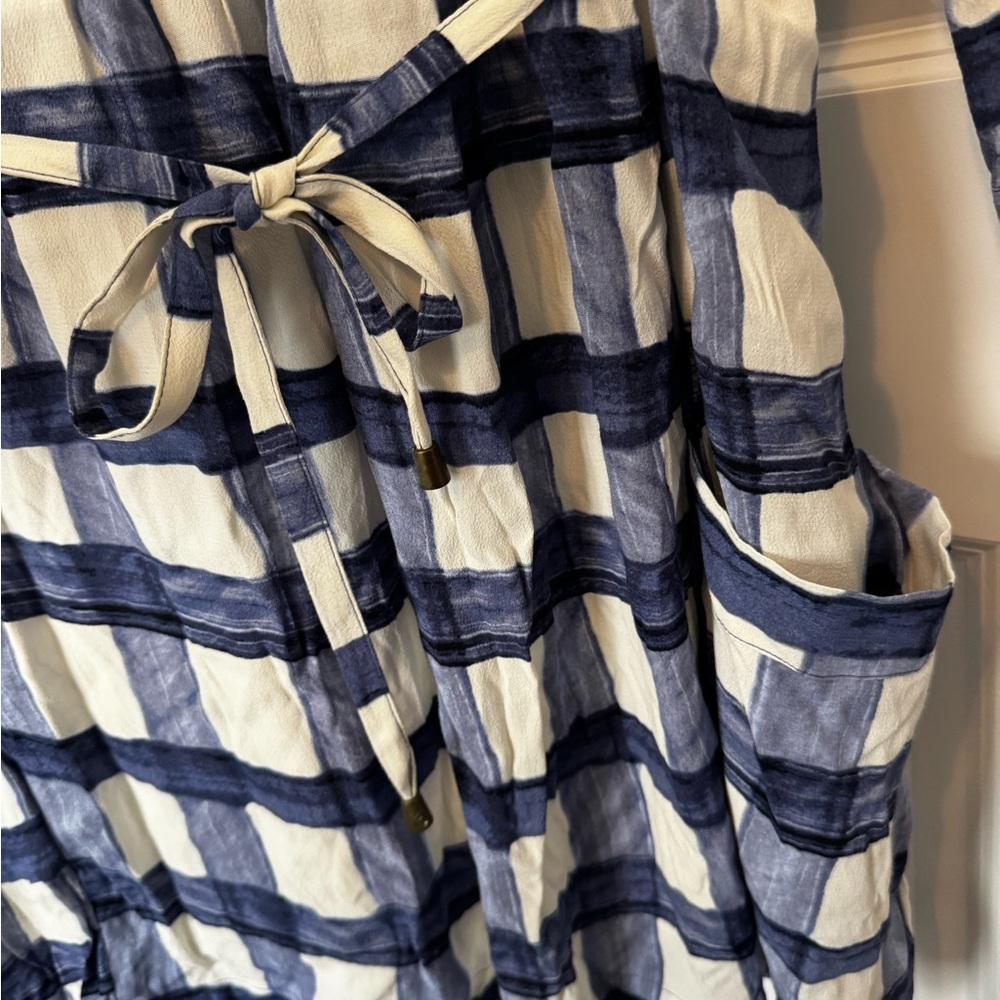 Maeve Navy and White Plaid Tie-Waist Dress - Picture 3 of 5